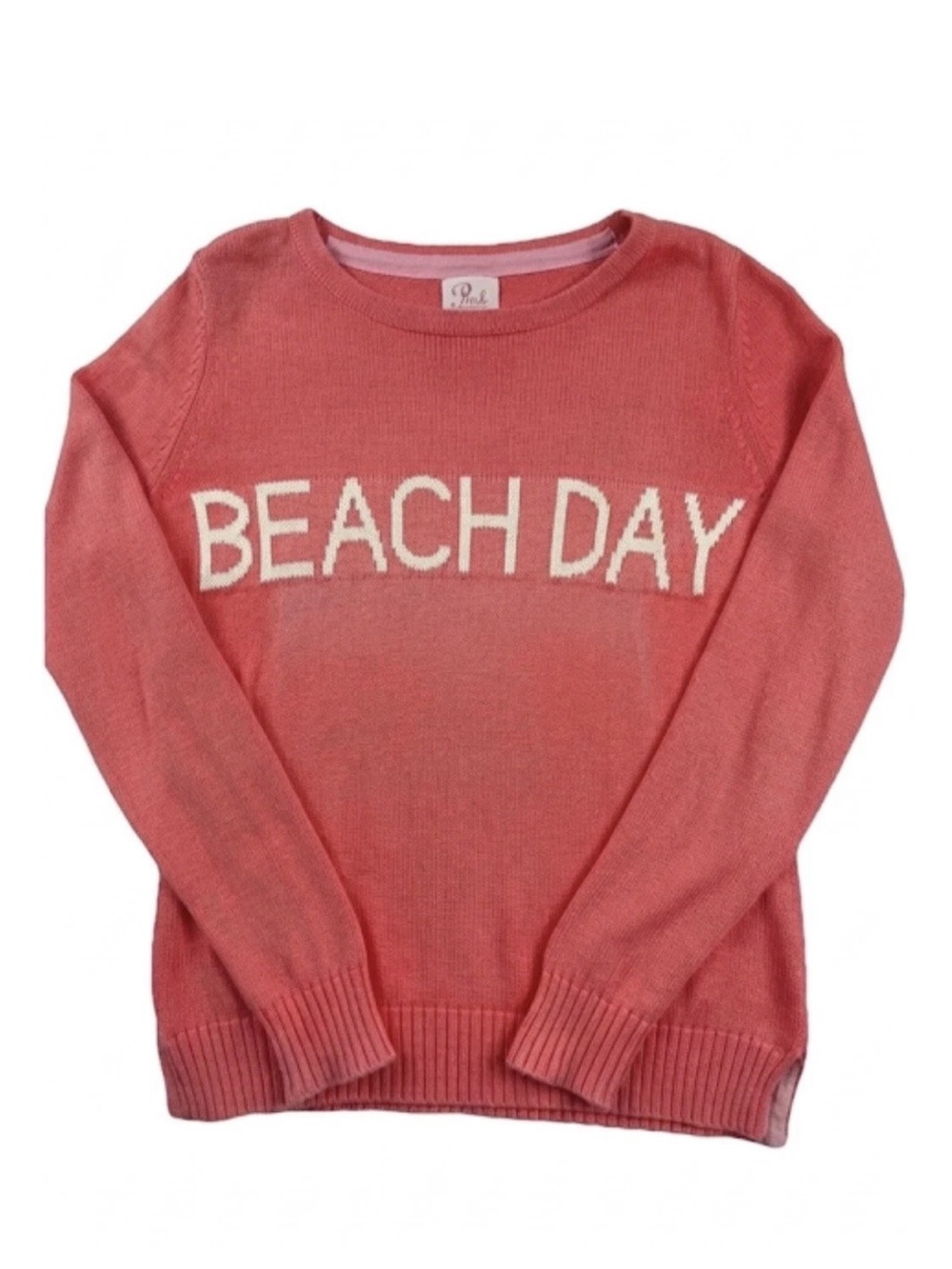 PINK PINEAPPLE BEACH DAY COTTON KNIT SWEATER CORAL WOMENS XS PREPPY COASTAL